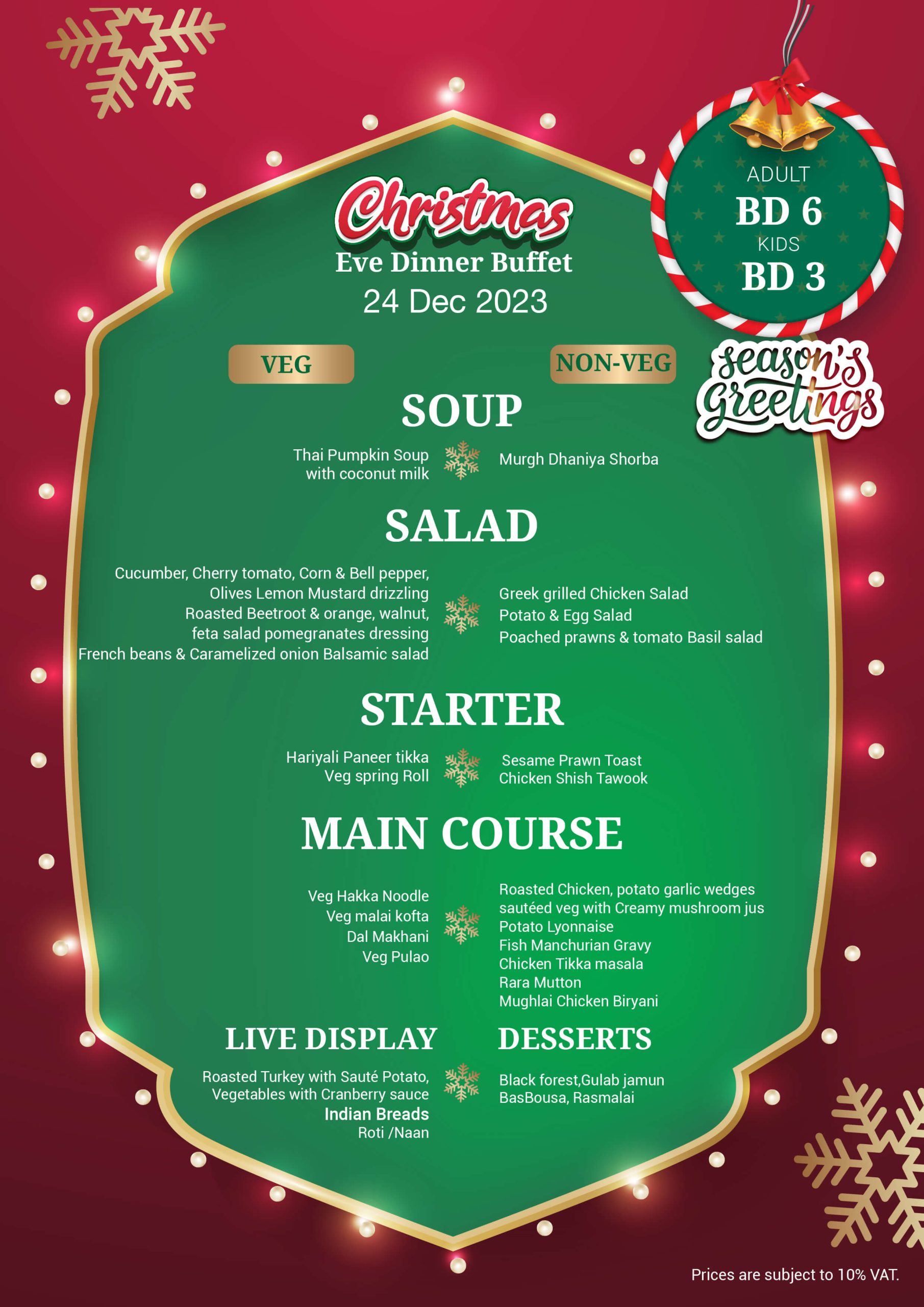 Christmas Buffet Menu 2022 The M Restaurant 